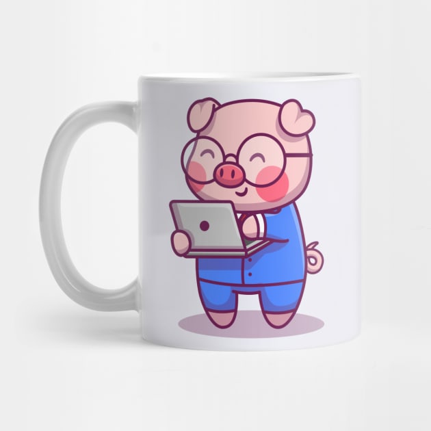 Cute Pig Businessman With Laptop by Catalyst Labs